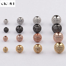 Oiquei 6mm 8mm 10mm 12mm micro pave matel espaçador de cobre contas diy disco bola strass pulseira conector charme contas atacado 2024 - compre barato