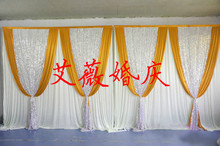 Fondo de seda dorada para boda, cortina de lentejuelas plateadas para decoración de fiesta y boda, 3m x 6m 2024 - compra barato
