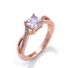 Female Square Ring Luxury Crossed Rose Gold Filled Crystal Zircon Ring Wedding Band Promise Engagement Rings For Women Jewelry 2024 - buy cheap