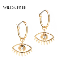 Wild & Free-pendientes colgantes de ojos Punk para mujer, aretes de aleación de Zinc, círculo dorado, ojo grande, joyería Bohemia 2024 - compra barato