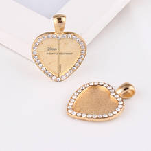 Fit 20x19mm Heart Champagne Gold Pendants Crystal Rhinestone Setting Cabochon Cameo Base Tray Bezel Blank DIY Jewelry  Finding 2024 - buy cheap