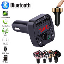 Franchise Car Kit Dual USB Bluetooth Handsfree Car Kits Charger FM Transmitter MP3 Player Transmitter Adapter TF USB Music #0614 2024 - buy cheap
