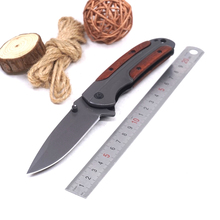 Cuchillo plegable táctico de supervivencia cuchillo gris titanio 440C hoja mango de madera al aire libre Camping cuchillos de bolsillo de caza herramienta de combate EDC 2024 - compra barato