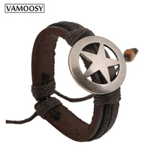 VAMOOSY-pulsera de cuero para hombre y mujer, brazalete con abalorios de estrellas, estilo Punk, Vintage, héroe, 2018 2024 - compra barato