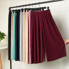 KLV 2019 Summer Spring New Fashion Tide Black Casual Loose Elastic Waist High Pleated Wide Leg Women Chiffon Loose Pants 2024 - buy cheap