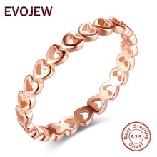 EVOJEW Fashion Rose Gold Heart Stackable Rings For Women Lover Wedding Jewelry Original Sliver 925 Finger Ring Dropshipping 2024 - buy cheap