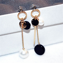 Exquisite Asymmetric Long Circle Earrings For Women Fashion Jewelry Simulated Pearl Dangle Earrings Gift Bijoux NWL1268 2024 - buy cheap