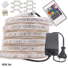 5050 RGB LED Strip Light 220V 110V 60led Waterproof Outdoor Decoration Flexible Ribbon RGB Neon Lights 1m 10m 20m 50m 100m Kit 2024 - buy cheap