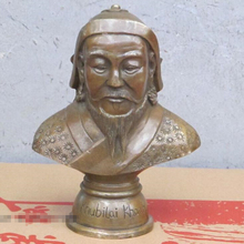 Estatua China de arte en bronce de 6 pulgadas, busto Khubilai Kan, estatua del imperio de la Dynasty Kublai 2024 - compra barato