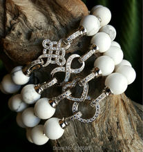 White Beads Stretch Bracelets Pave Clasp Bracelet 4 options BM22713 2024 - buy cheap