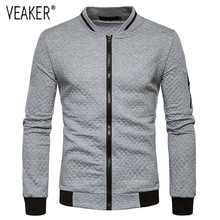 2021 outono masculino casual zíper jaquetas casaco masculino fino ajuste o pescoço jaquetas cor sólida bombardeiro jaquetas S-2XL 2024 - compre barato