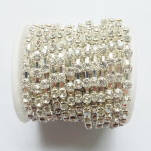 Cadena de cristal transparente SS6 a SS38, base plateada, diamantes de imitación, accesorios para vestido de novia, 10 yardas/rollo 2024 - compra barato
