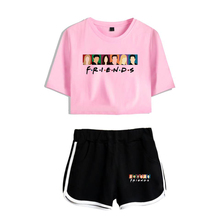 Moda de amigos como você fazendo shorts de verão e camiseta feminina conjuntos de duas peças sexy topo de colheita roupas casuais 2024 - compre barato