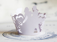 Frete grátis decoração púrpura clara para noivo e noivo embalagem para bolo, cupcakes, para decoração de festas de casamento 2024 - compre barato