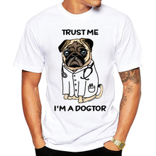 Camiseta divertida de Trust Me I'm a Dogtor Pug, camiseta personalizada de Doctor Animal, camiseta de manga corta de moda, Tops de cuello redondo 2024 - compra barato