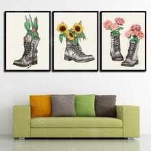 Cute Cartoon Flowering Shoes Posters and Prints Watercolor Sunflower Canvas Painting Wall Art Pictures for Living Room Decor 2024 - buy cheap