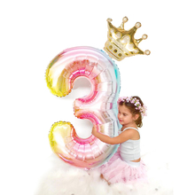 2 pces/lot32 polegada número da folha de alumínio balão de ar digital 0-9 aniversário festa aniversário coroa decoração suprimentos 2024 - compre barato