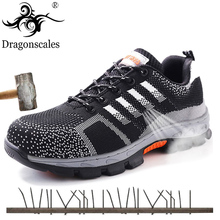 Dragonscales Men Steel Toe Cap Work Safety Shoes Breathable Genuine Puncture Proof Safety Boots Anti-Smash Protection Footwear 2024 - buy cheap