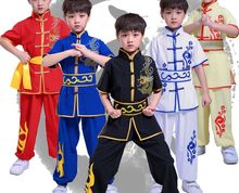 Roupas de performance de artes marciais para crianças, uniformes infantis de dragão bordado, tai chi kung fu wushu, traje de treino 2024 - compre barato