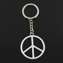 Fashion 30mm Key Ring Metal Key Chain Keychain Jewelry Antique Silver Color Plated Peace Symbol 47x42mm Pendant 2024 - buy cheap