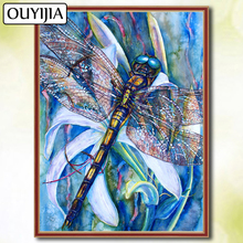 OUYIJIA-pintura de diamante 5D DIY de mariposa libélula, imagen cuadrada completa de diamantes de imitación, mosaico de diamantes de imitación, bordado, venta de Animal de pájaro 2024 - compra barato