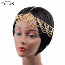 Chran-corrente de cabeça feminina dourada com multicamadas, luxuosa, corrente, cabelo na testa 2024 - compre barato