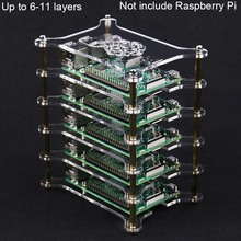 Raspberry Pi 6 7 8 9 10 11 слоев чехол Tansparent акриловый держатель коробки для Raspberry Pi 4 Модель B 3B +/3B 2024 - купить недорого