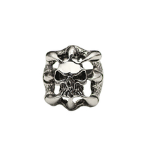 Anillo con cabeza de calavera Punk para hombre, joyas góticas para hombre, anillos con recorte de caballero, anillos de acero inoxidable con dientes, adornos para Halloween 2024 - compra barato