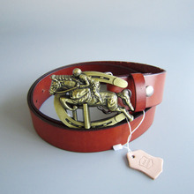 Bronze Plated Original Horse Jumping Race Belt Buckle W Brown Genuine Leather Belt Gurtel Boucle de ceinture Free Shipping 2024 - buy cheap