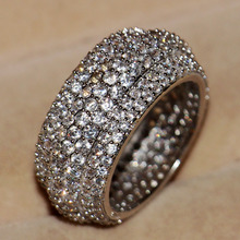 Choucong-anillo de compromiso de boda para mujer, de lujo, de plata de ley 330, Blanco pequeño, pedrería CZ AAA, anillos de regalo, tamaño 5-11, 925 Uds. 2024 - compra barato