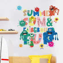 [Fundecor] cartoon lovely monster English letter wall stickers for kids rooms bedroom bathroom decor self adhesive film mural 2024 - buy cheap