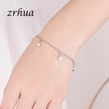 ZRHUA-pulseras de plata de ley 925 originales para mujer, joyería fina, brazaletes perlado brillante, regalos de Año Nuevo, regalos de Navidad al por mayor 2024 - compra barato