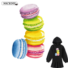 Nicediy Cute Macaron Cake Patch For Clothing Sticker For Children Boy Girl Patches T-shirt Heat Transfer Vinyl Sticker Aqqlique 2024 - buy cheap