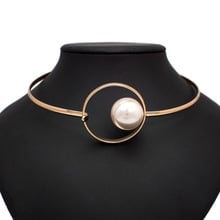 Fashion Imitation Pearl Bib Torques Chokers Necklaces For Women Statement Metal Geometric Collar Necklace Jewelry UKMOC 2024 - buy cheap