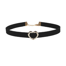 Новое модное индивидуальное черное бархатное ожерелье в форме сердца, золотое ожерелье, ювелирное изделие, массивное ожерелье-чокер 2024 - купить недорого