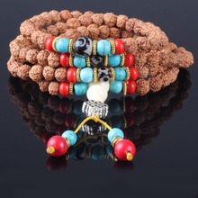 Sennier 6mm108 natural Rudraksha bodhi seeds beads buddha  prayer bracelet Tibetan Buddhist japa rosary necklace women bracelet 2024 - buy cheap