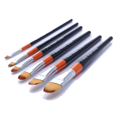 6pcs/Set Flat head painting pen Nylon Hair Wooden red rod brush pen watercolor brush  industry acrylic brush art supplies 2024 - buy cheap
