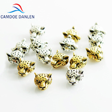 Contas de cabeça de leopardo banhada 5-q, espaçador antigo prata ouro contas de metal bracelete diy jóias de trabalho manual 2024 - compre barato