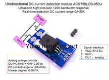 Módulo de Sensor de corriente CC unidireccional ACS758LCB-050U ACS758LCB 050U ACS758 120 kHz ancho de banda DC: 0-100A 0,06 V/1A 2024 - compra barato