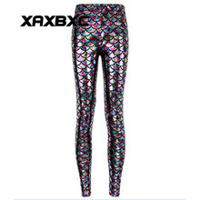 XAXBXC-Leggings de Fitness para mujer, pantalones de talla grande con estampado 3D de sirena brillante y arcoíris, Sexy, para entrenamiento y caminar, novedad de 3011 2024 - compra barato