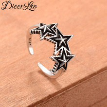 DIEERLAN-Anillos de estrella plateada para mujer, joyería Punk de moda para mujer, Anillos Retro antiguos abiertos, Anillos 2024 - compra barato