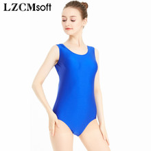 LZCMsoft Blue Scoop Neck Tank Leotards for Girls Gymnastics Leotards Spandex Nylon Women's Ballet Dance Tops One Piece Dancewear 2024 - buy cheap