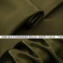 CISULI-tela de satén CHARMEUSE de seda 30momme, 114cm de ancho para coser Maxi vestido, Pantalones de mujer No.1749 verde militar 2024 - compra barato