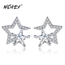 NEHZY New ladies fashion silver earrings high quality crystal hollow five-pointed star retro cute brand ear jewelry 2024 - buy cheap
