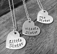 2015New style heart  sister pendant  Necklace Matching "Big middle Little"Sister Necklace Gift For Big Sis Middle Sis Little Sis 2024 - buy cheap
