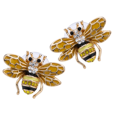 YACQ Honey Bee Stud Earrings Austrian Crystal Enamel Gold Color Fashion Jewelry Birthday Gifts Women Mom Girls Dropshipping Bee7 2024 - buy cheap