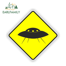 EARLFAMILY 13cm x 13cm U.F.O. UFO Warning Yellow Sticker Alien Space Car Bumper Decal Funny Danger Sign Reflective Car Stickers 2024 - buy cheap