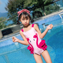 Crianças maiô crianças meninas 2019 criança roupa de banho feminino biquíni menina terno de natação fatos de banho do bebê flamingo bordado pesado 2024 - compre barato