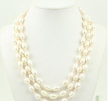 Beautiful 3strds 10-11mm natural white FW pearl necklace 2024 - buy cheap