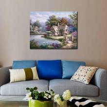 Handmade wall art oil painting garden modern  pictures Swan Cottage beautiful landscape artwork for living room decor Qaulity 2024 - buy cheap